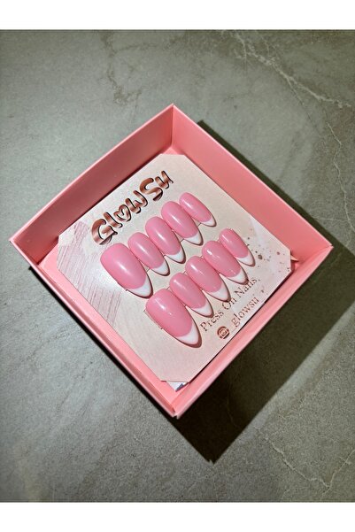 Generic Takma tırnak - GLOWSU - El yapımı frenc Klasik Badem Tırnak Seti