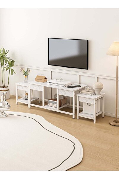 DASEN Set of 3 Nesting Sofa Tables – Small Coffee & TV Tables, Living Room Center Table (Wood co