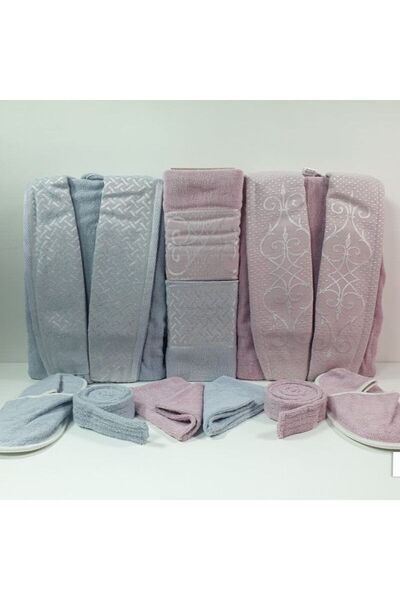Reiashn Tyke robe set, pink and gray, 12 pieces