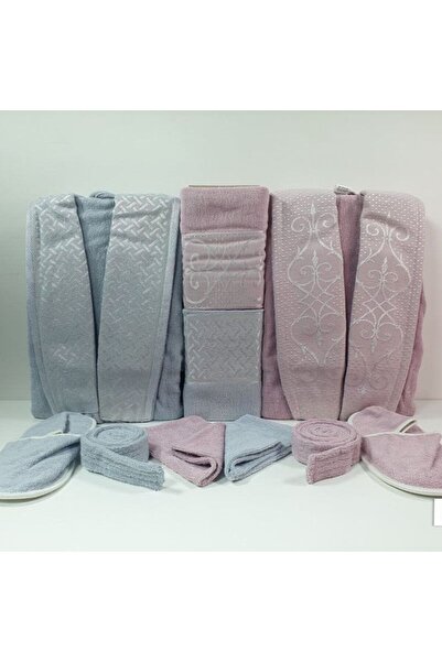 Reiashn Tyke robe set, pink and gray, 12 pieces