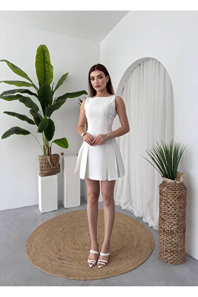ETİKAFASHION Pileli Mini Kadın Elbise