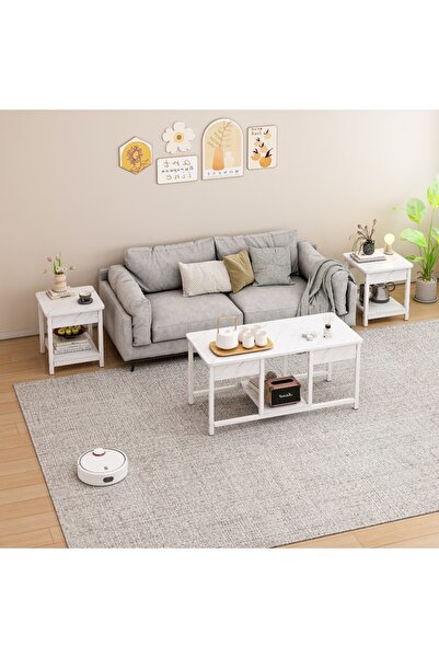 DASEN Set of 3 Nesting Sofa Tables – Small Coffee & TV Tables, Living Room Center Table (Wood co