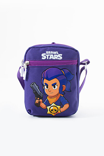 Kingston Hill Geantă de umăr pentru copii Brawl Stars Shelly – 3 compartimente – țesătură impermeabilă – curea reglabilă