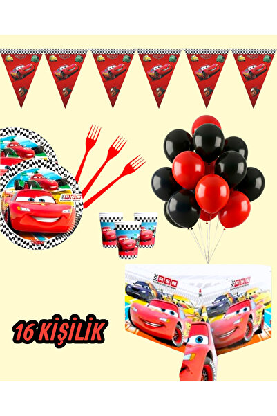 Evabrite Cars Themed Party Set for 16 People - Birthday Celebration Supplies