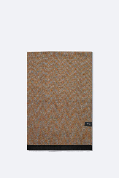 Avva Men's Mink Patterned Tassel Shawl A52Y9403