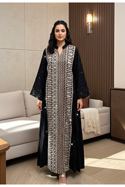 Moda Line جلابية اللؤلؤ السوداء