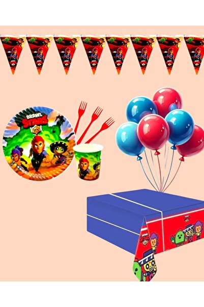 Evabrite Brawl Stars Themed Party Set for 32 People - Birthday Celebration Supplies