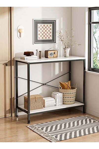 DASEN طاولة كونسول ضيقة، طاولة مدخل/أريكة ذات مستويين، 100×30×93 سم