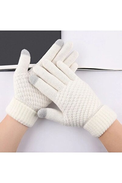 Flippy Set of 2 pairs, Women's Gloves with Touchscreen function, universal size, White and Beige