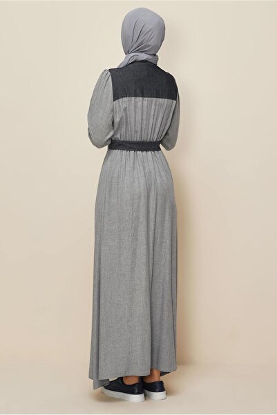 Alvina Belted Denim Detailed Dress 46052