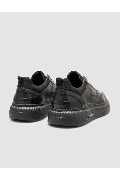 Cabani 100% Leather Black Sole Embroidered Men's Sneaker Shoes