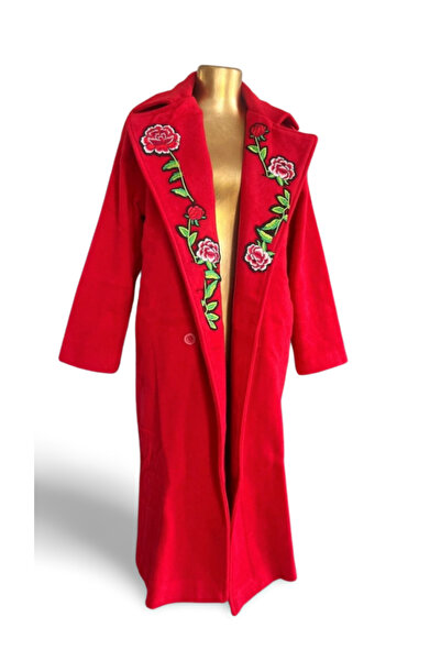 MDY-marketplace Red wool coat with roses