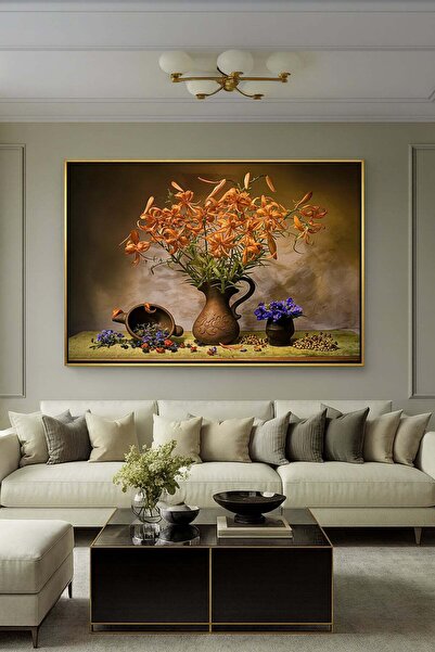 Wallivo Eskitme Vazo İçinde Klasik Çiçekler - Vintage Görünümlü Bronz Metal Ç...