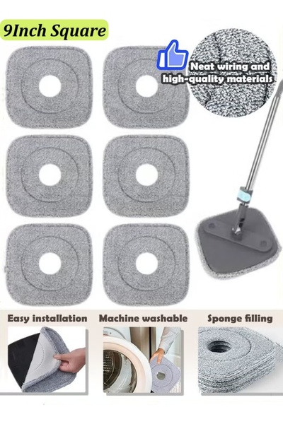 Generic 6Pack 9 Inch Square Microfiber Mop Pad Refill for True & Tidy SPIN-800 TrueClean Mop M16 Spin Mop