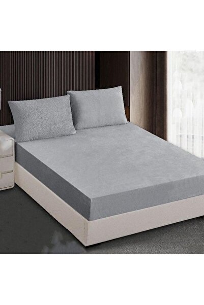 Reiashn 3-piece fitted sheet set, light gray, 100% cotton, double