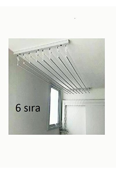 YILDIZ 6 sıra 180 cm boy White Metalik Asansörlü çamaşır kurutma askısı