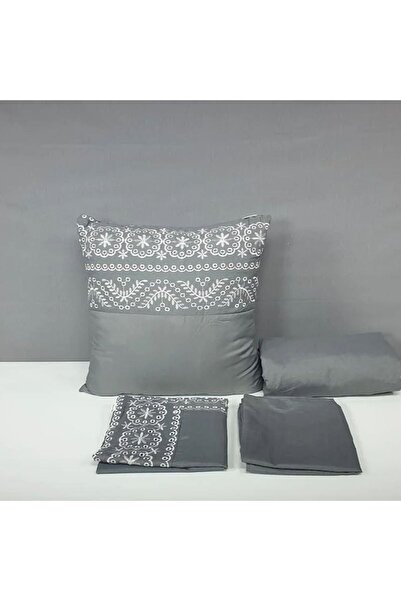 Reiashn Aisel dark gray embroidered 5-piece summer single and a half bedspread