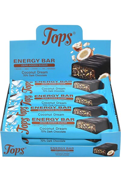 Tops لوح شوكولاتة داكن بنكهة جوز الهند، 50 غرام، خالي من السكر - عبوة من 12 قطعة