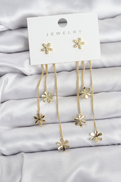 Lisinya Papatya Model Gold Color Brass Dangle Earrings for Women - Tygoo