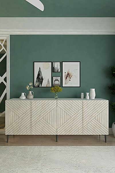 CENEYRA KA1806BT FERRO180 KONSOL, KAHVE KÖŞESİ ve TV SEHPASI BEYAZ-TRAVERTEN ...