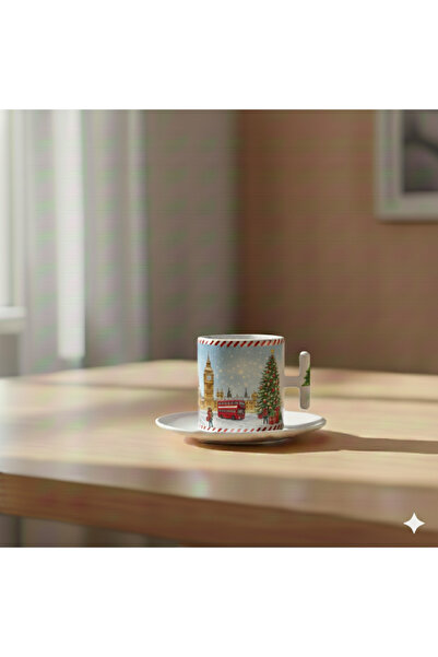 Bade TASARIM ŞEHRİNE ÖZEL PORSELEN BEYAZ KULPLU TÜRK KAHVE FİNCANI