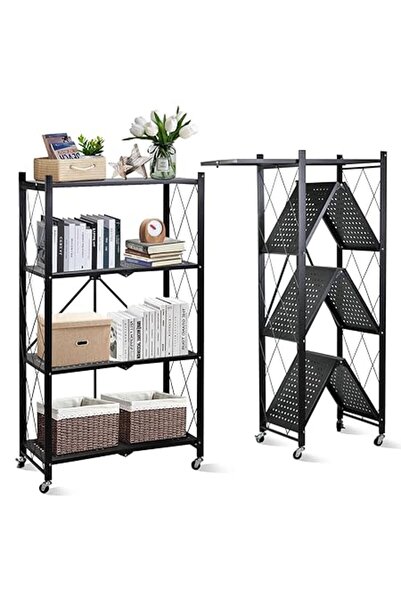Xess Foldable Storage Organizer 4 Tier, Storage Shelves Kitchen Cabinet Stora...