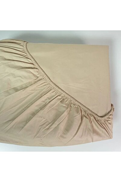 Reiashn 3-piece fitted sheet set, beige color, 100% cotton, single and a half size