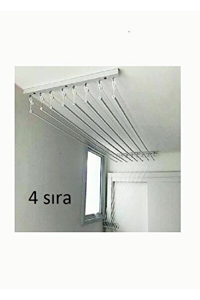 YILDIZ Metalik 4 sıra (40 cm) - 125 cm boy - beyaz asansörlü çamaşır kurutma ...