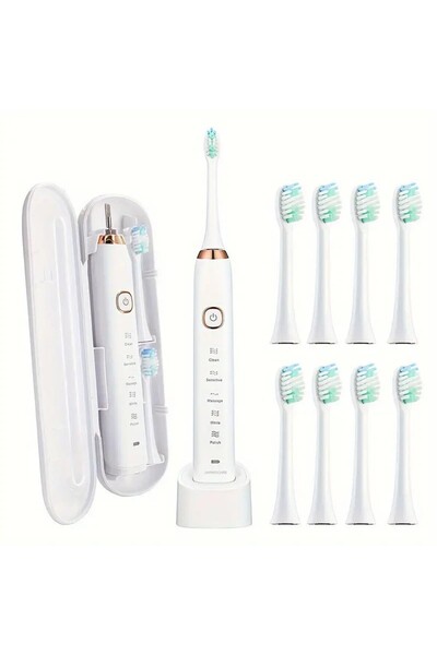 OEM 8-Head Adult Electric Toothbrush Rechargeable Soft Bristles Magnetic Levitation Sonic Toothbrush