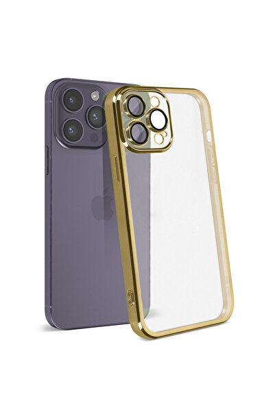 Apple Plating Case for iPhone 14 Pro Max - Slim silicone, Transparent, Gold