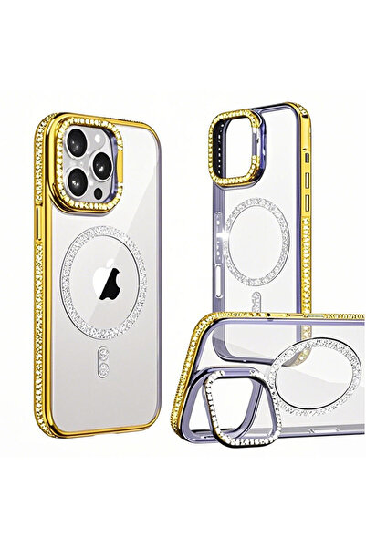 Apple Кристален калъф за iPhone 14 Pro Max, MagCase, CamStand, Златист