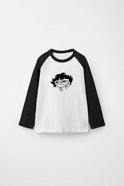 Freak Tshirt Reglan Sleeve Long Sleeve Printed White Black T-Shirt