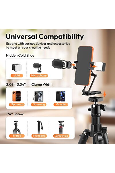 ulanzi Phone Tripod Mount with Arca Uka Base, Foldable Mini Tripod Mount