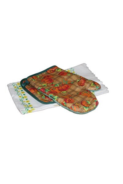 WDA 3 Piece Kitchen Textile Set – 100% Cotton (Oven Mitt, Pot Holder & Towel)