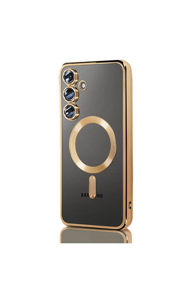 Samsung Husa Plating pentru S25 Ultra, MagCase, TPU Transparenta, frame Gold