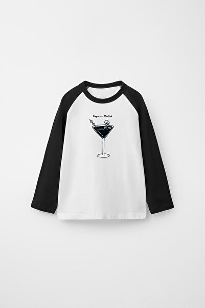 Freak Tshirt Reglan Sleeve Long Sleeve Printed White Black T-Shirt