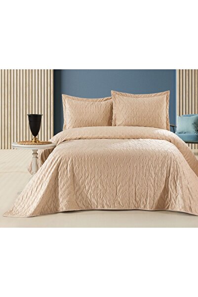 Bella Home غطاء سرير مخملي من زارا مقاس مزدوج لون بيج