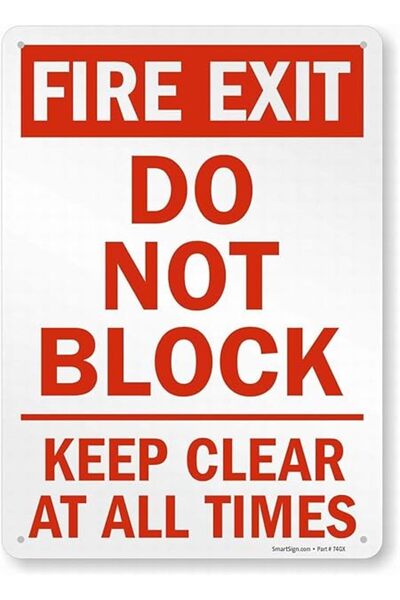 Xess Safety Sign 12x16 Fire Exit Do Not Block Keep Clear at all Times Tin Metal Wall Art Warning Caution