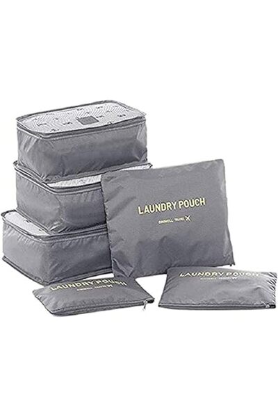 Xess Six-Piece Pouch Travel Luggage Organiser Set, Grey