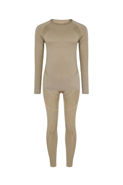 THERMOFORM Extreme Men's Seamless Thermal Long Sleeve Underwear Set Sand