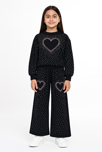 MODA AÇELYA Taşlı mevsimlik Kompak Kumaş Eşofman Takım