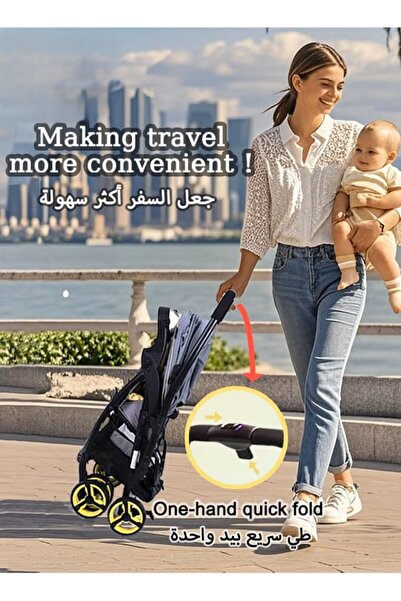 Ominii Lightweight Foldable Two-Way Push Baby Stroller With Seat Cushion