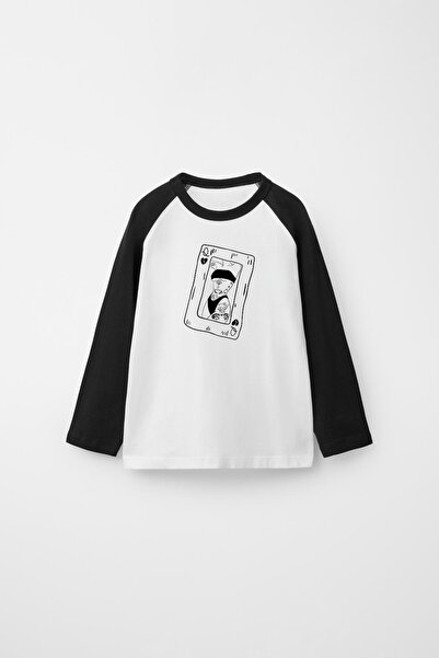 Freak Tshirt Reglan Sleeve Long Sleeve Printed White Black T-Shirt