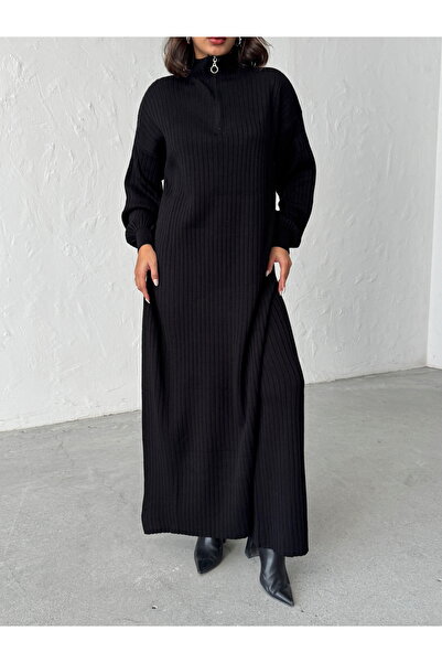 BEJNA Women's Zippered Collar Maxi Dress Pants Two-Piece Knitwear Set