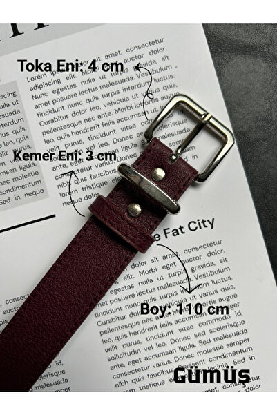 LİA KEMER 2-Piece Hard Oval Rectangular Pattern Women's Silver Buckle Belt Coat Belt Dress Belt Trouser Belt