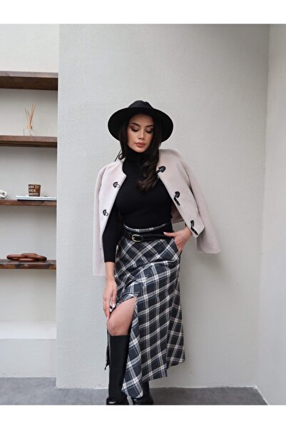 ESRAHELVACI Довга спідниця з поясом у клітинку