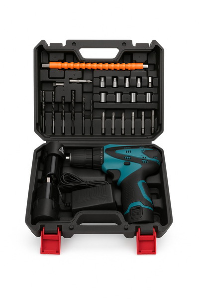 Generic Cordless Drill Kit 12V Rechargeable Power Tool Set with Bits Charger & Case - Home DIY Essential