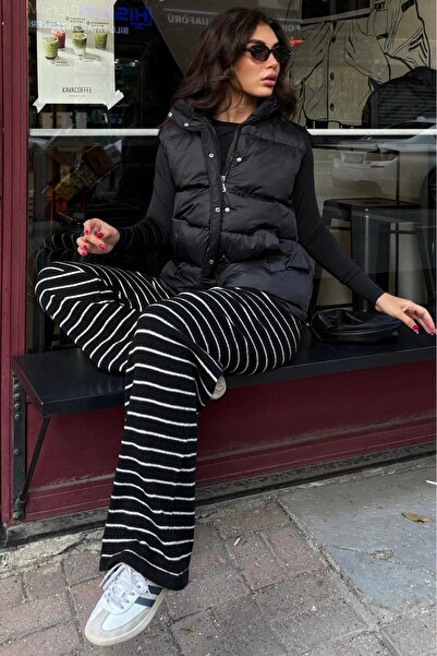 Madmext Black Mock Neck Lined Women's Puffer Vest Mg2592