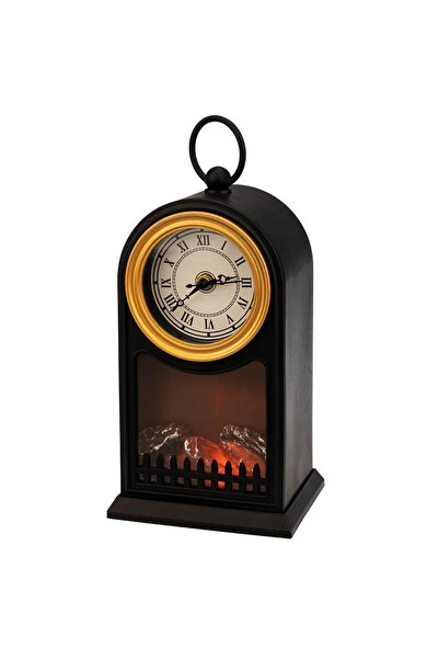 OEM Decorative Fireplace with LED Lighting and Clock, Flame Effect, Mains or Batteries, 14.7x11.7x25 cm