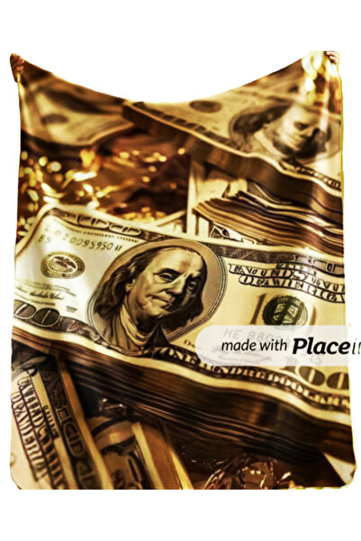 Elmas Dizayn 150x220 CM LÜX ORGANİK PAMUK POLAR KOLTUK YATAK TV ÖRTÜSÜ BATTANİYESİ ALTIN DOLAR